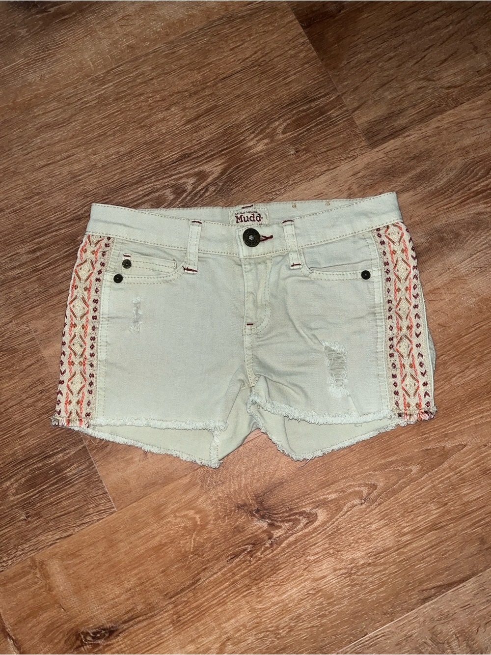 Mudd Khaki Distressed Shorts